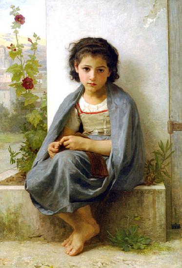 William-Adolphe Bouguereau The Little Knitter Sweden oil painting art